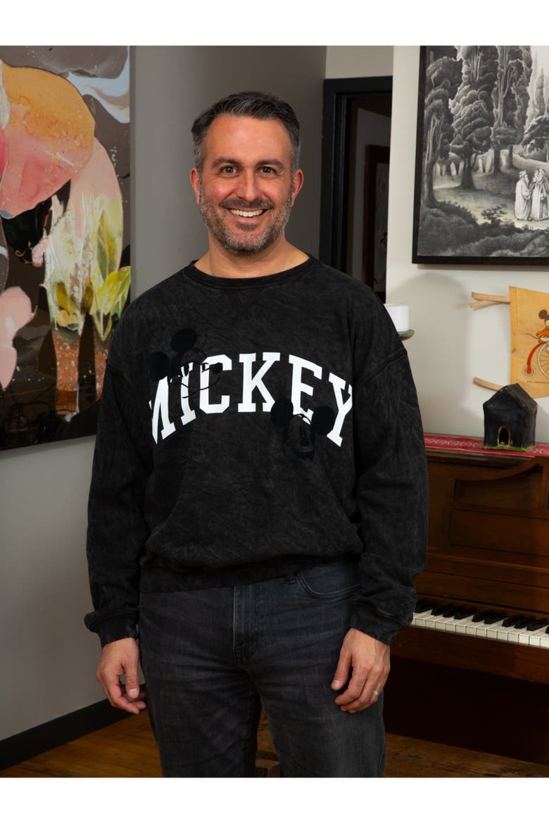 Mickey Mouse Mineral Wash French Terry Pullover Sweatshirt, Alternate, color, Washed Black Mickey