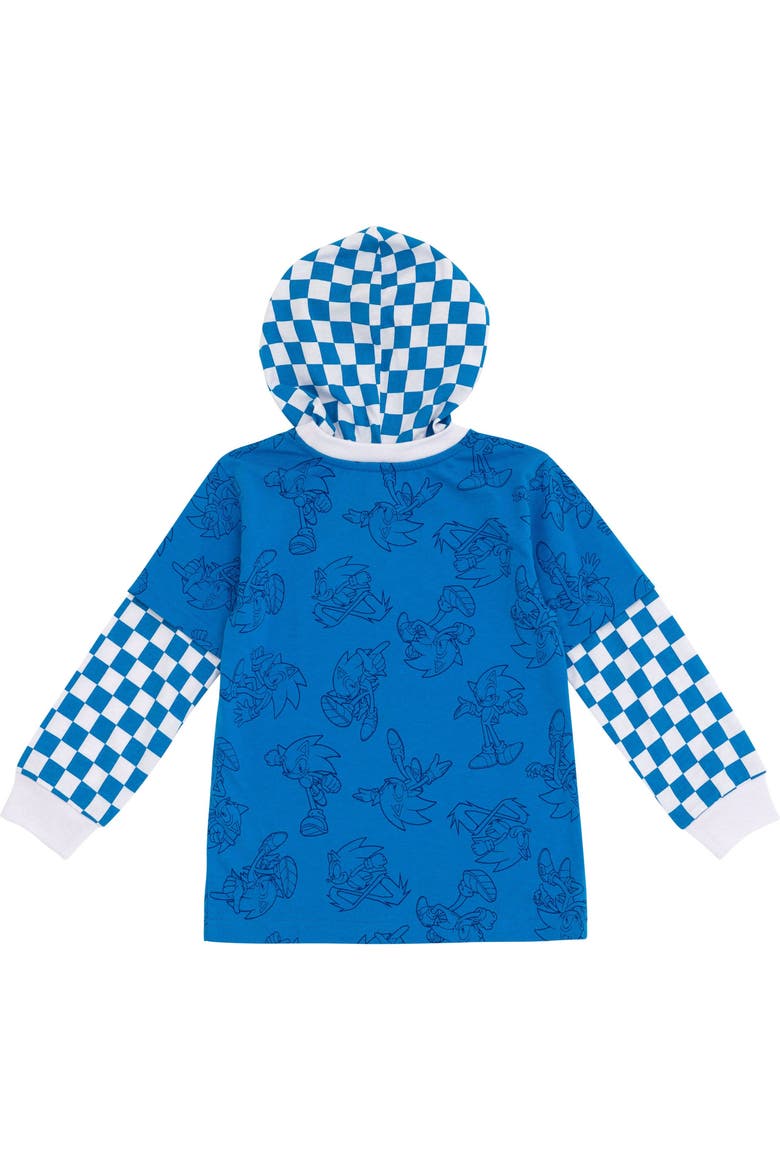 Sonic the Hedgehog Hooded Long Sleeve T-Shirt, Alternate, color, Sonic Blue