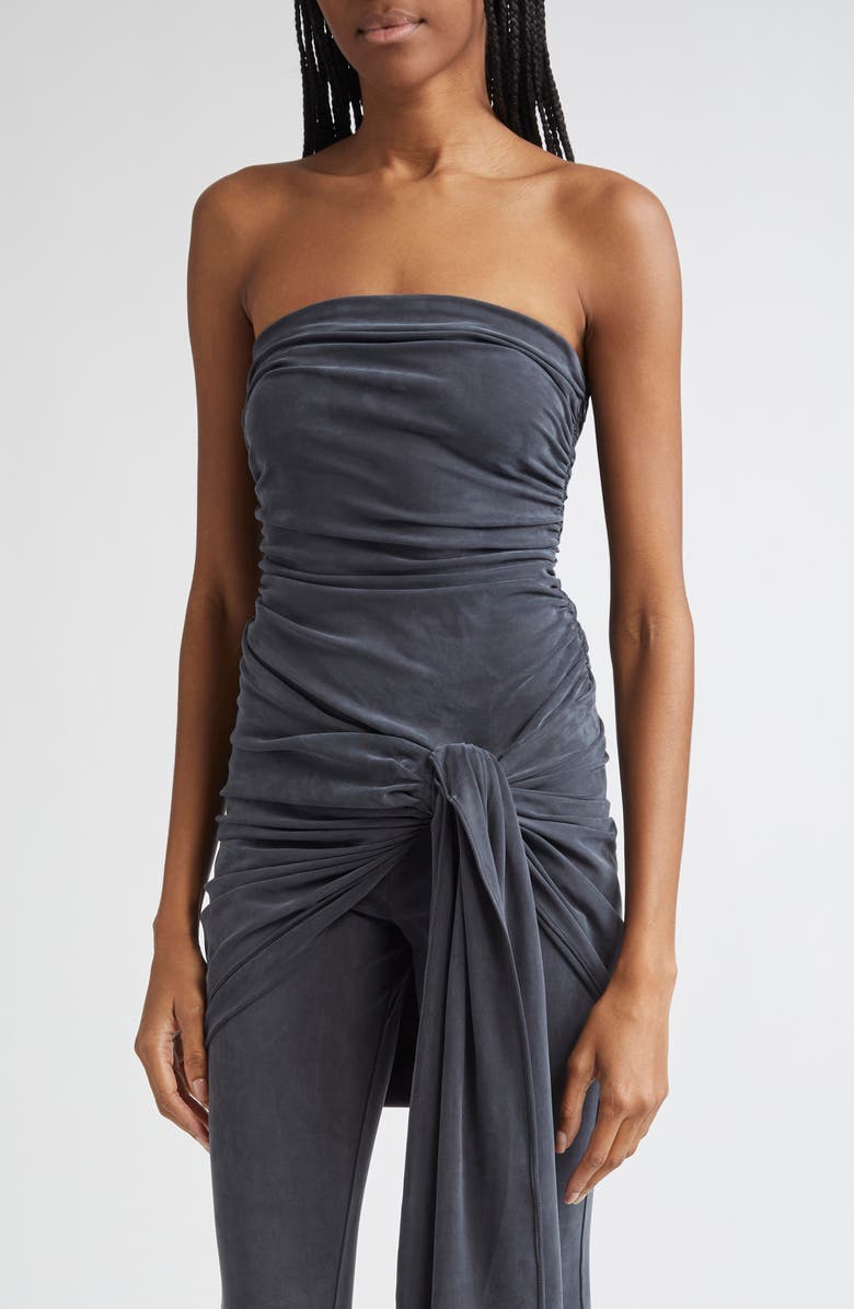 Alexander Wang Prestyled Strapless Wrap Crop Jumpsuit, Alternate, color, Grey