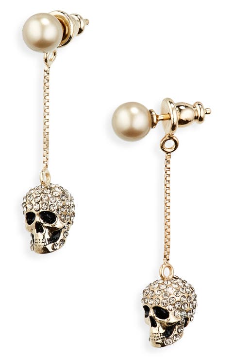McQueen Alexander McQueen Pavé Skull Drop Earrings | Nordstrom