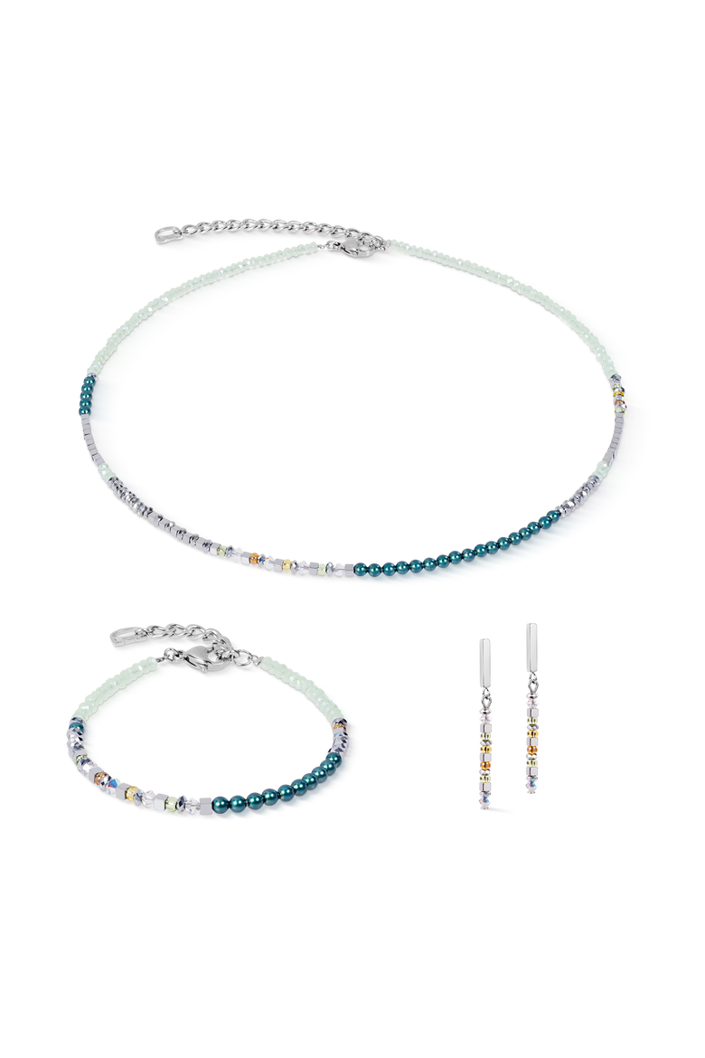Necklace Fusion Offset Graphic grey-black, Alternate, color, Green Petrol