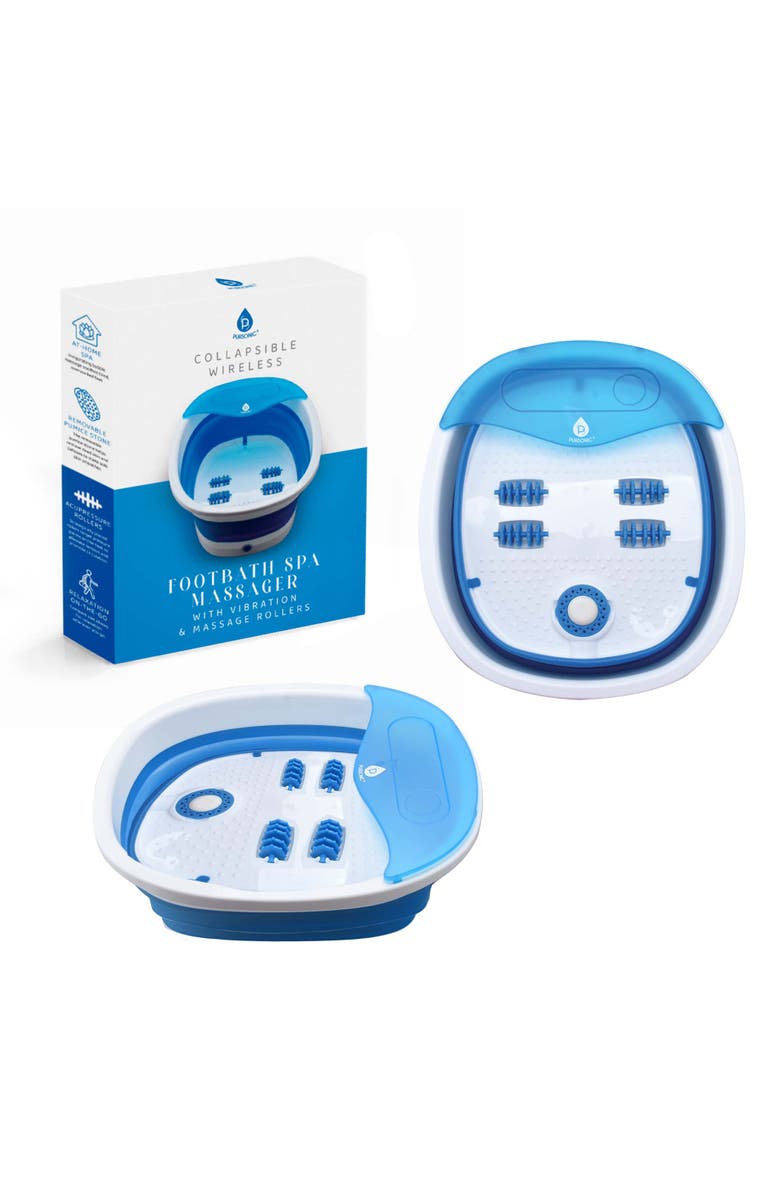 PURSONIC Collapsible Wireless Footbath Spa Massager, Main, color, White