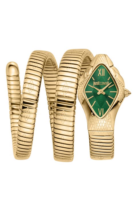 Snake Wraparound Bracelet Watch, 22mm x 36.5mm