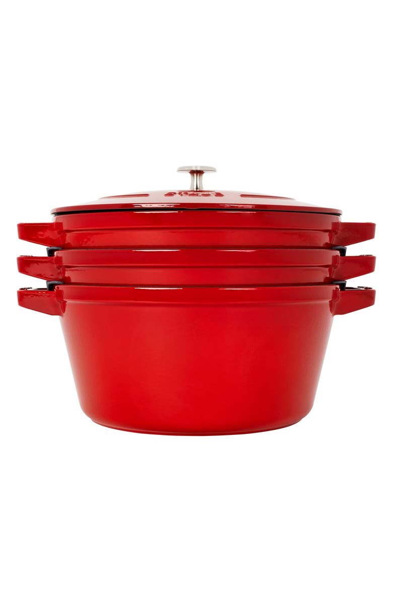 Staub 4-Piece Stackable Enameled Cast Iron Cookware Set, Alternate, color, Cherry