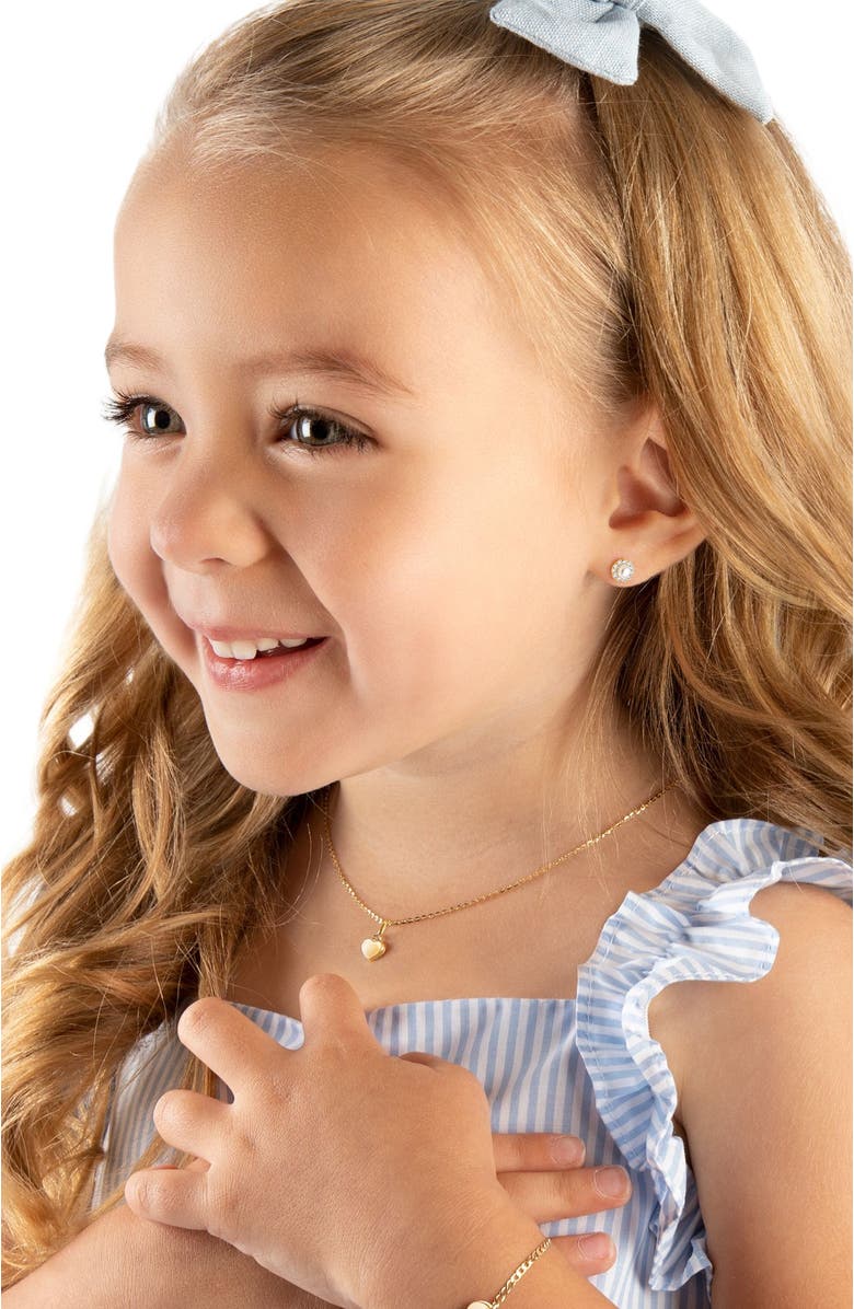 Tiny Blessings 14K Gold Pearl Halo Studs Screw Back Earrings, Alternate, color, 14K Yellow Gold