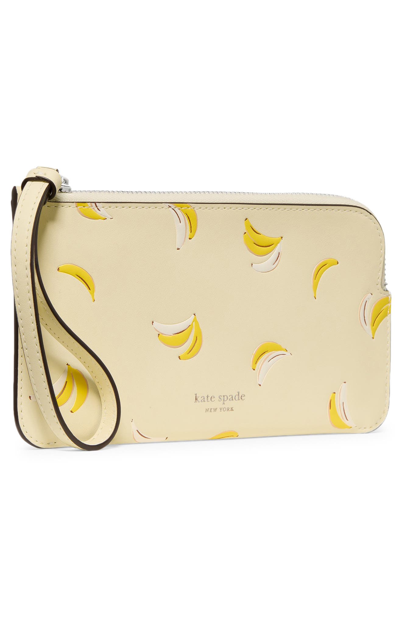 zippy leather wristlet, Alternate, color, LEMON FONDANT