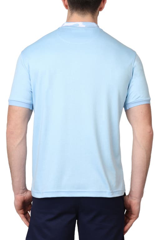 Shop Tailorbyrd Jacquard Tropical Floral Collar Micro Piqué Polo In Light Blue