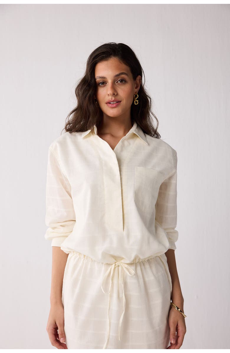 Reistor Oversized Shirt Dress with Drawstring, Alternate, color, Off White