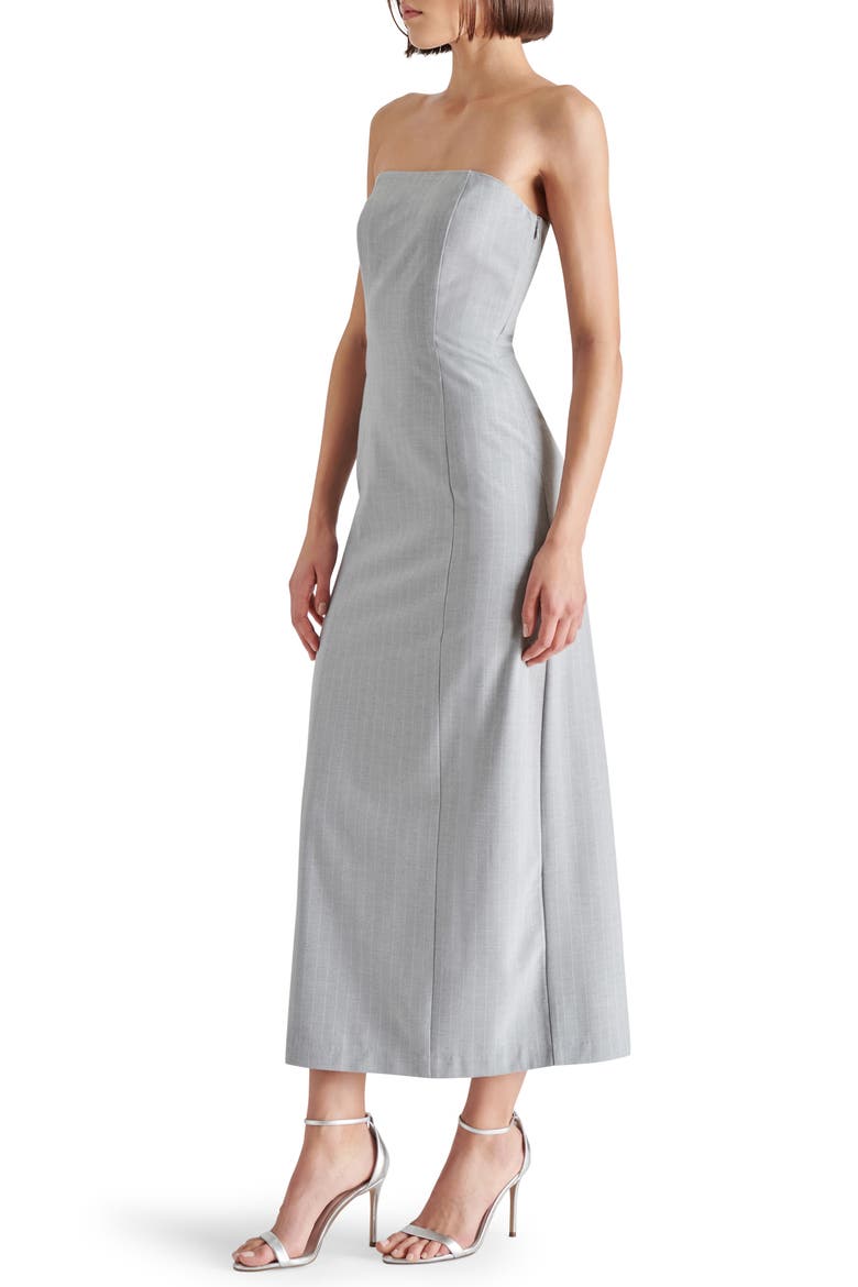 Lexington Pinstripe Strapless Maxi Dress, Alternate, color, LIGHT GREY