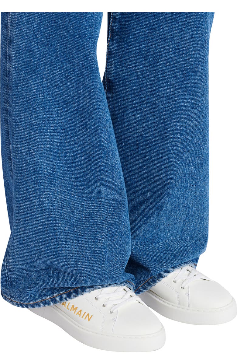 Balmain B-Court printed calfskin trainers, Alternate, color, White