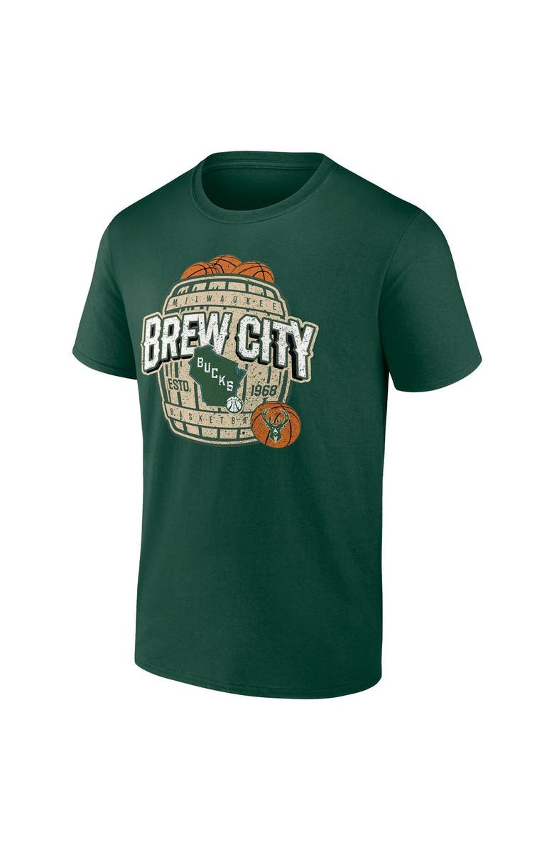 FANATICS Men's Fanatics Branded Hunter Green Milwaukee Bucks Brew City Hometown Collection T-Shirt, Alternate, color, Hunter Green