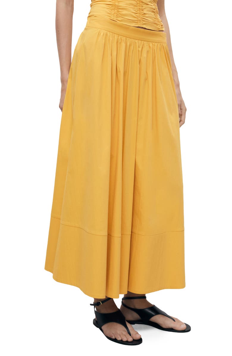 MANGO Sunny Cotton Blend Skirt, Main, color, Mustard