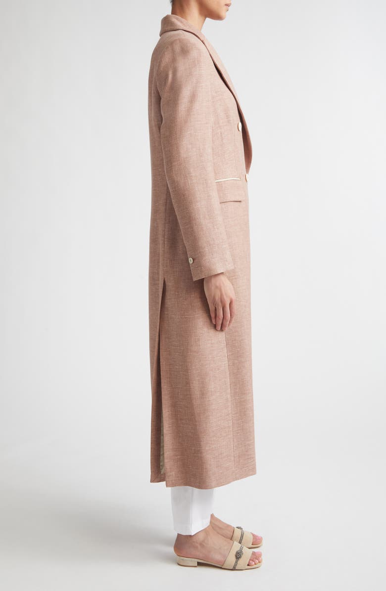 Eleventy Zegna Double Breasted Stretch Linen, Wool & Silk Duster, Alternate, color, 99 Crimson