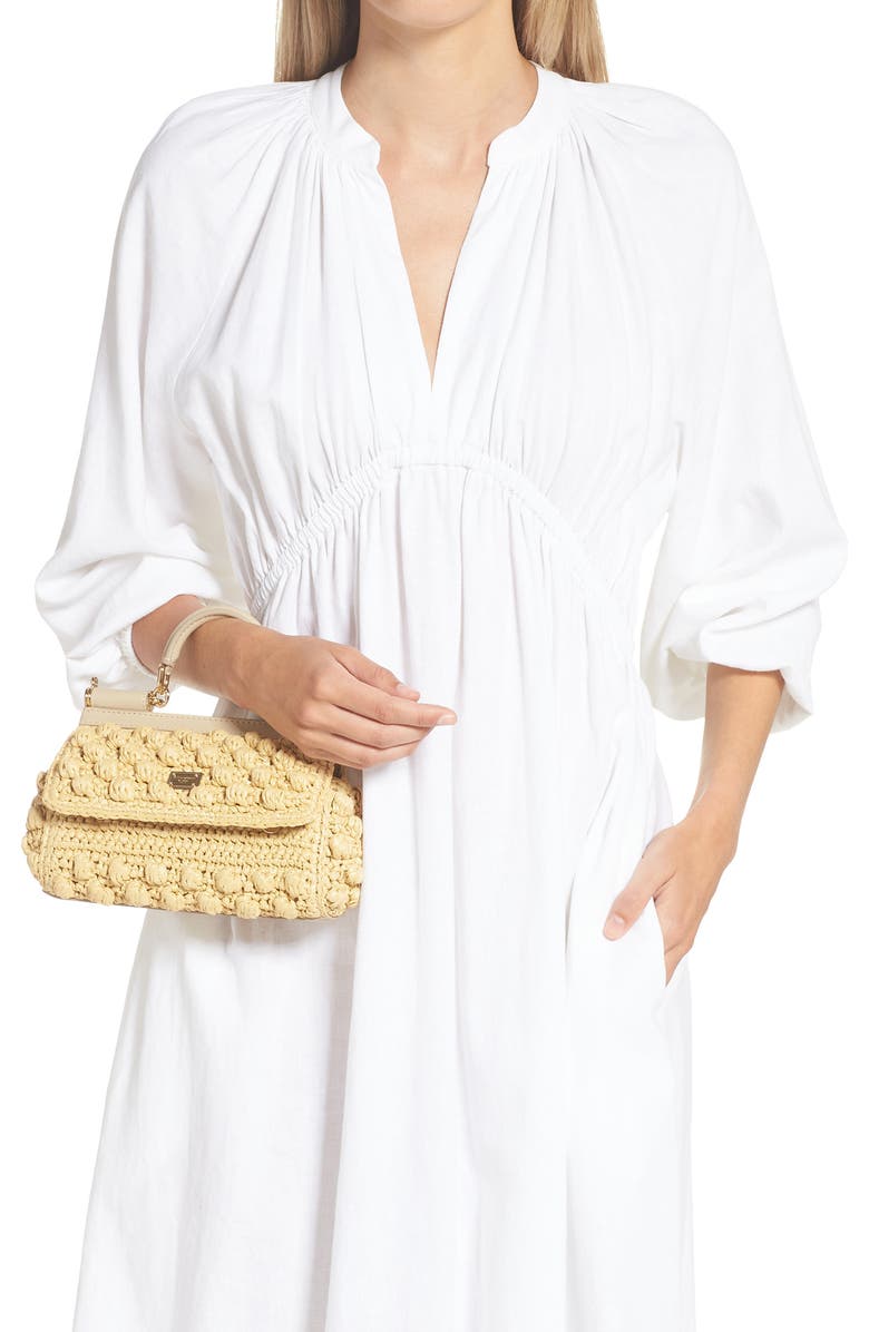 Dolce&Gabbana Sicily Small Raffia Satchel, Alternate, color,