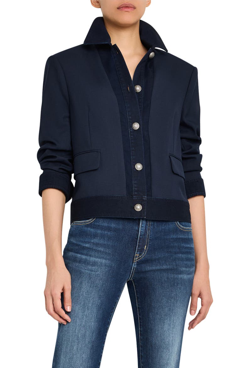 Pippa Twill & Denim Jacket, Main, color, NAVY