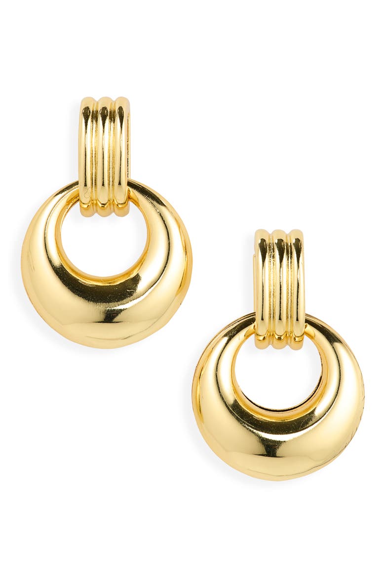 Ribbed Door Knocker Earrings, Main, color, GOLD