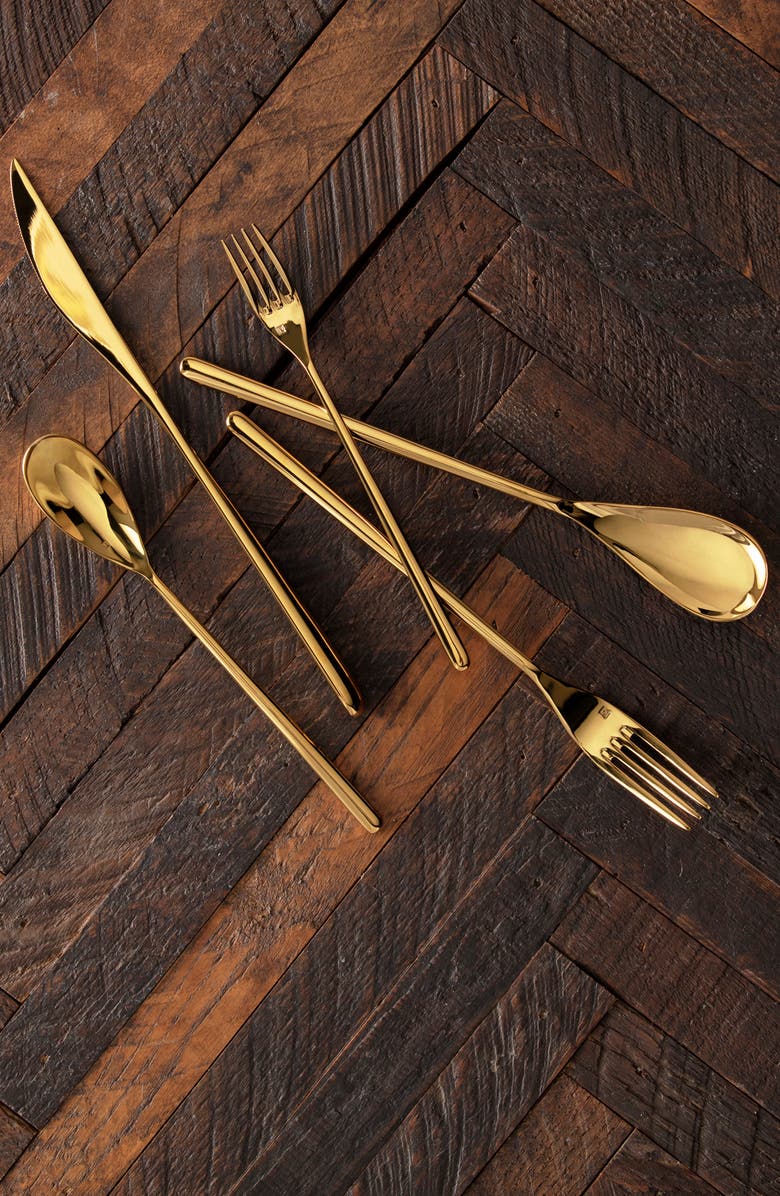 Fortessa Dragonfly 20-Piece Flatware Set, Alternate, color, Gold