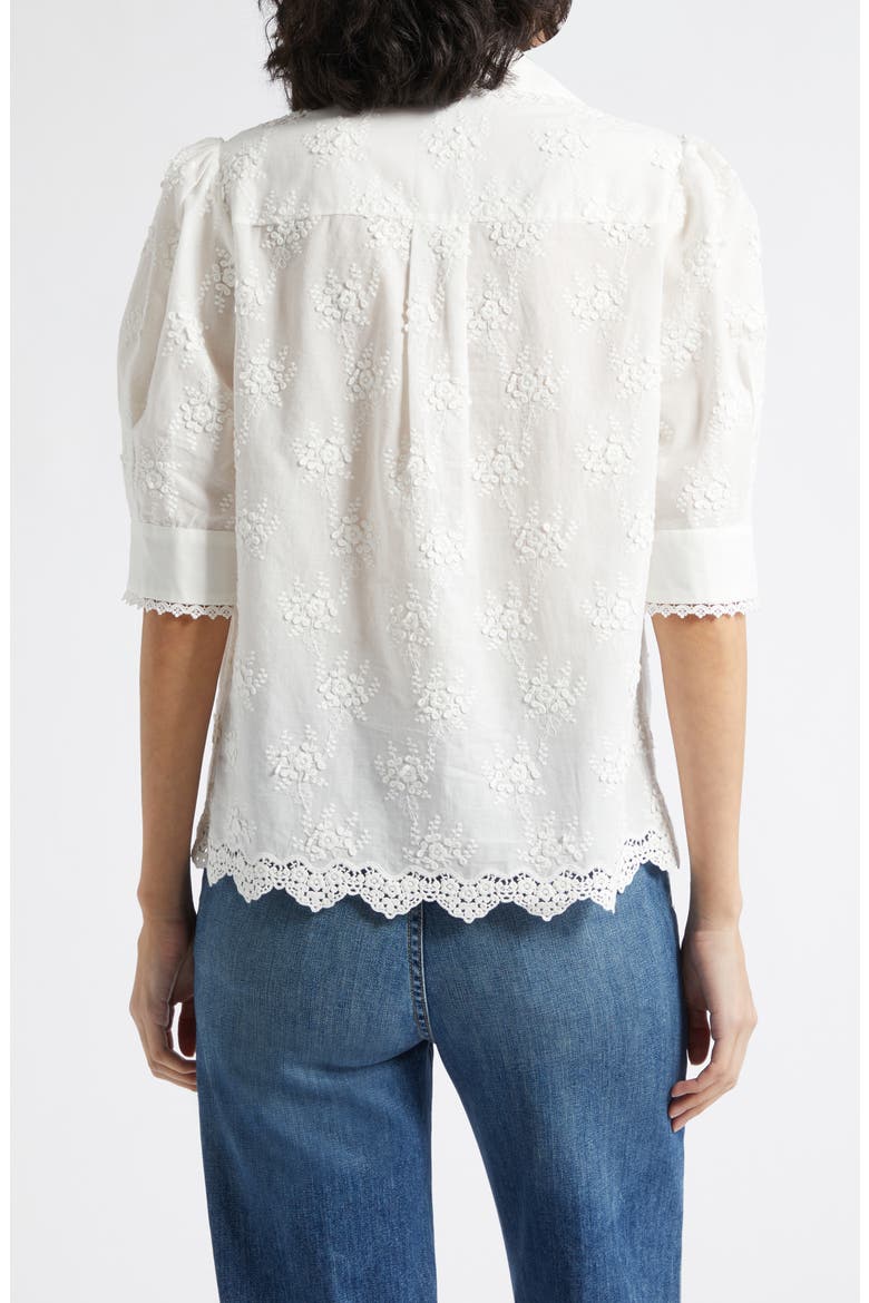 Edwina Floral Embroidered Button-Up Shirt, Alternate, color, IVORY