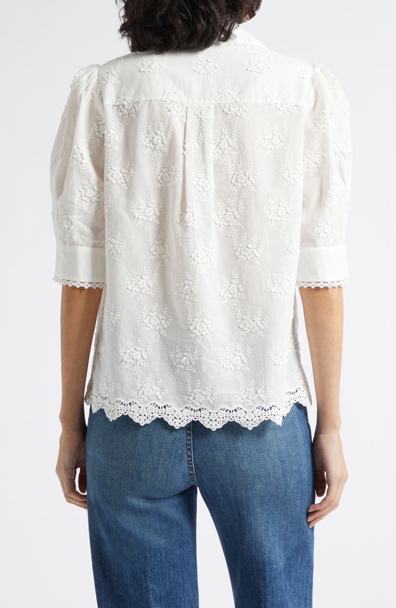 Reiss Edwina Floral Embroidered Button-Up Shirt, Alternate, color, Ivory