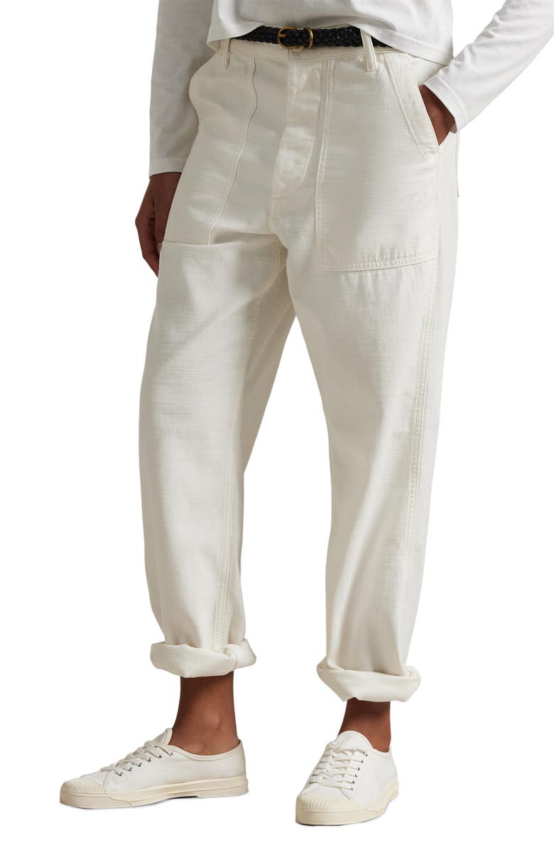 Polo Ralph Lauren Straight Leg Cotton Sateen Pants, Main, color, Ecru