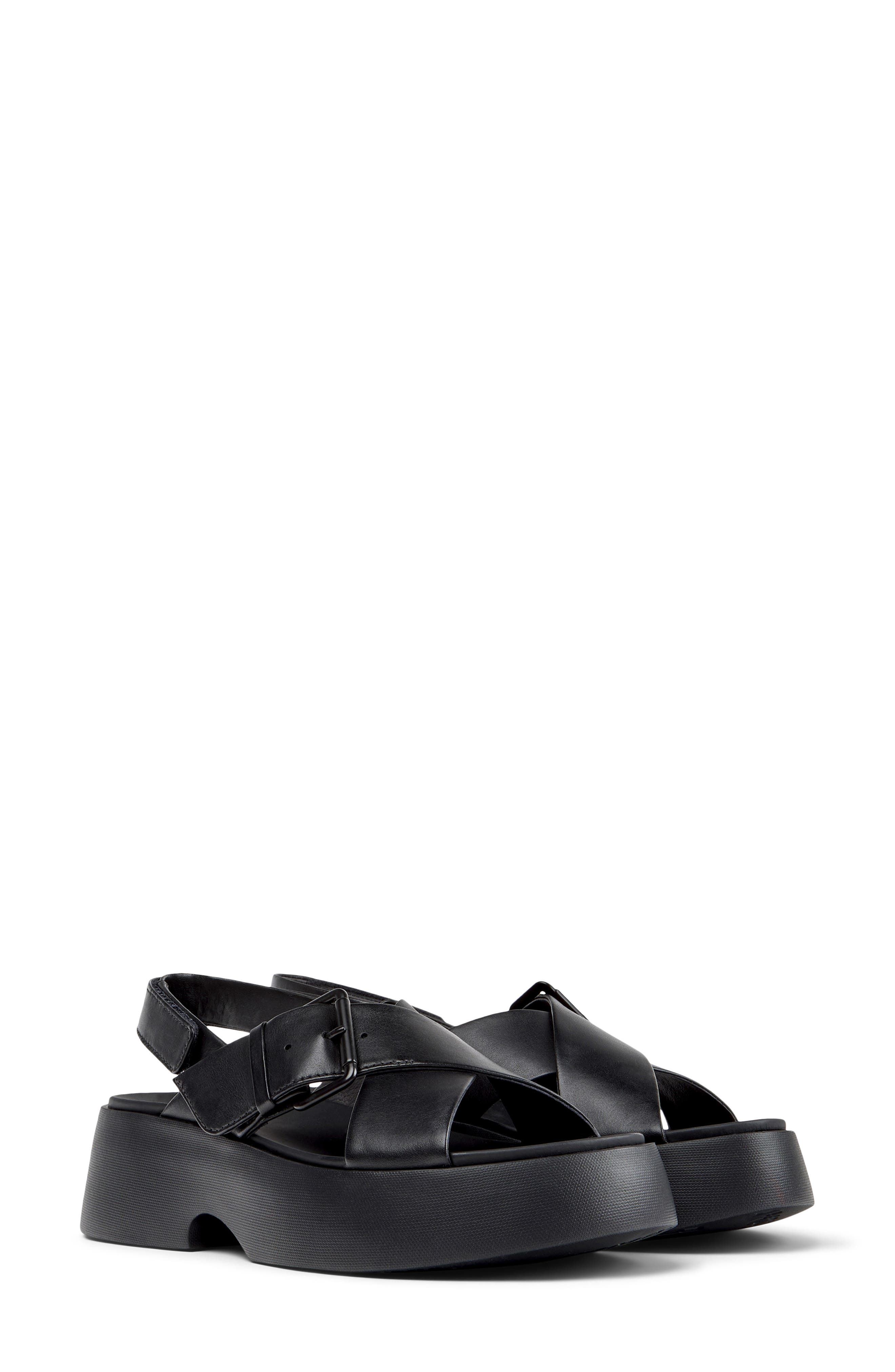 Camper Tasha X-Strap Platform Sandal, Main, color, Black