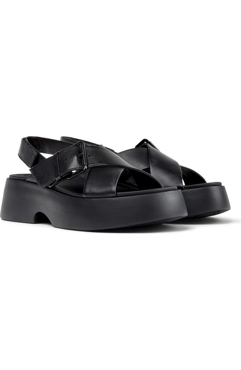 Camper Tasha X-Strap Platform Sandal, Main, color, Black