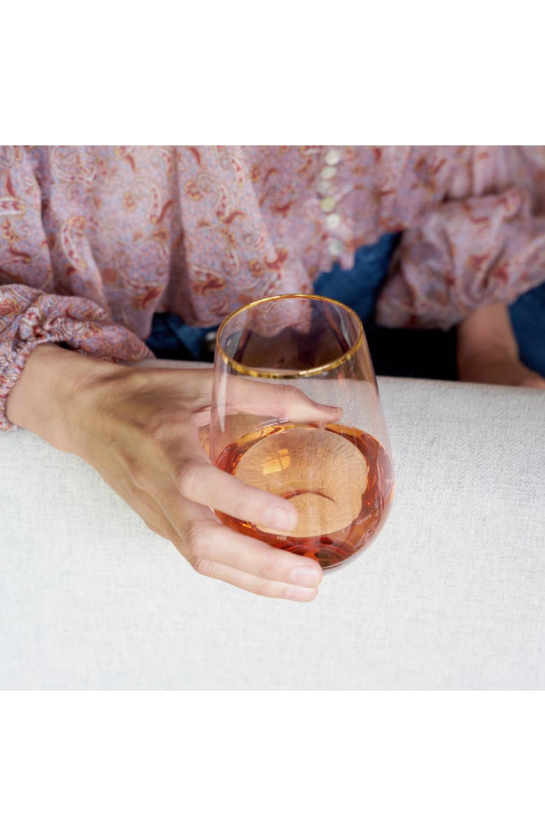 TWINE Rose Crystal Stemless Wine Glasses Set of 2, Alternate, color, Pink