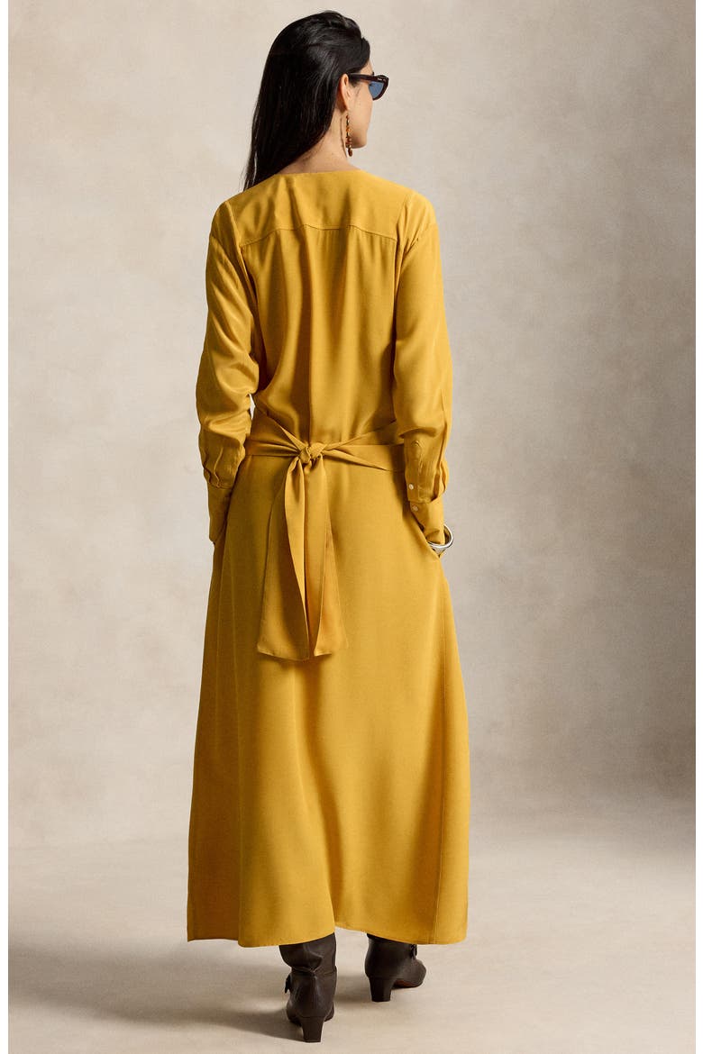 Split Neck Long Sleeve Gown, Alternate, color, GOLDEN YELLOW