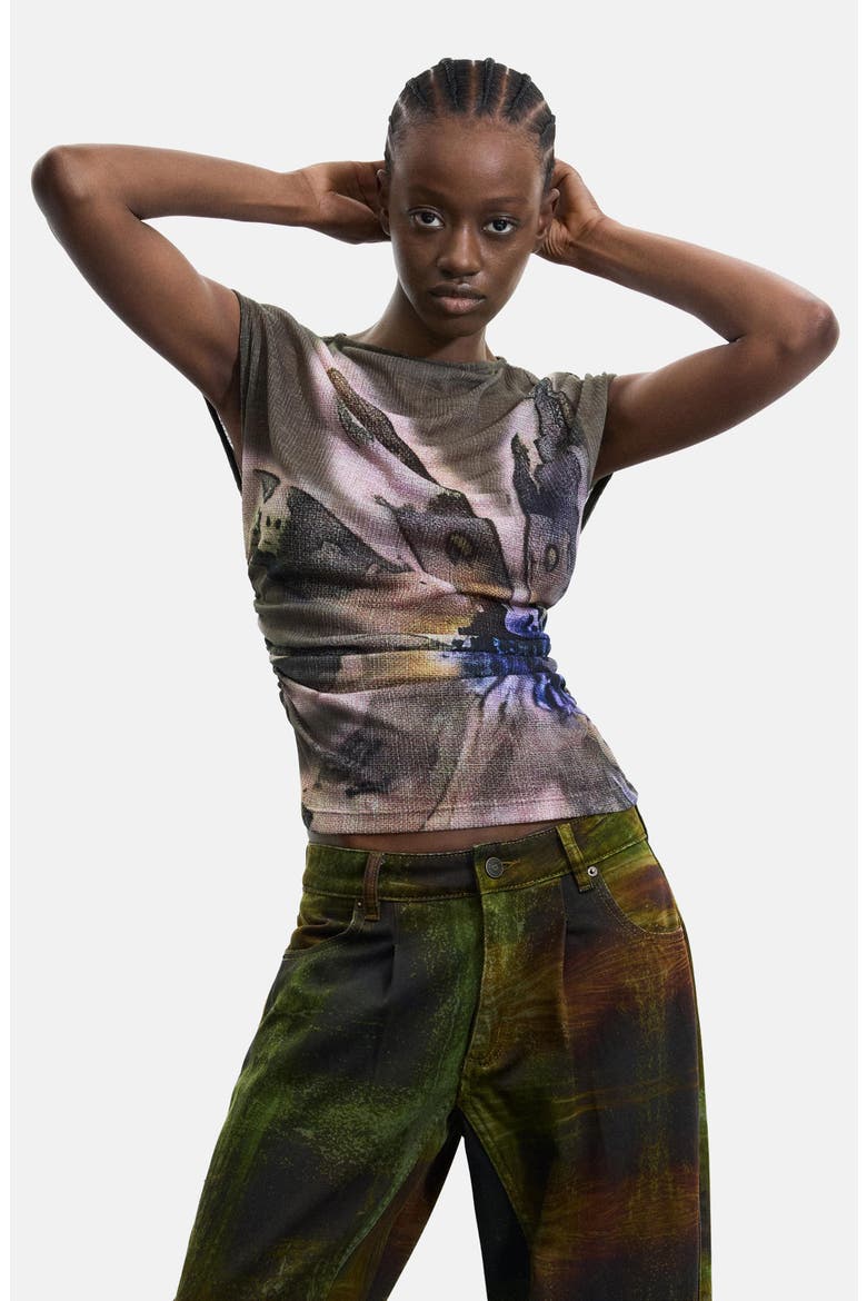 Print Cotton Cargo Pants, Alternate, color, GREEN