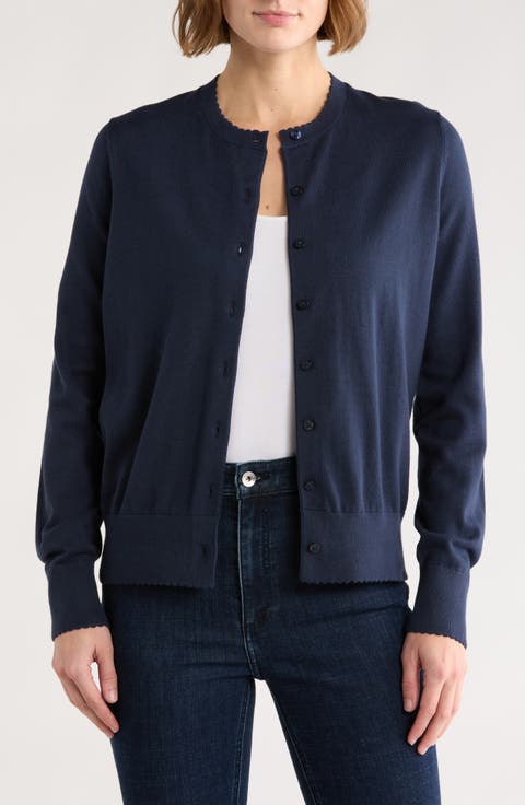 Scallop Trim Cotton Cardigan