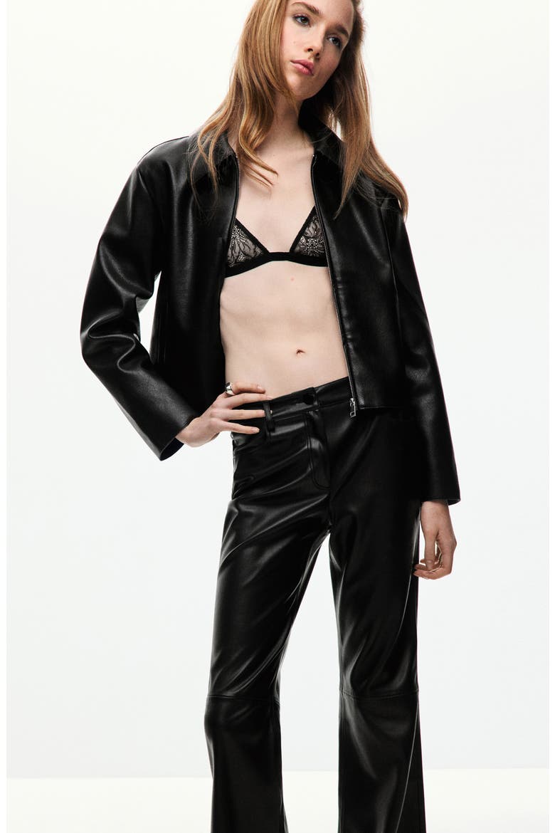 Faux Leather Flare Pants, Alternate, color, BLACK
