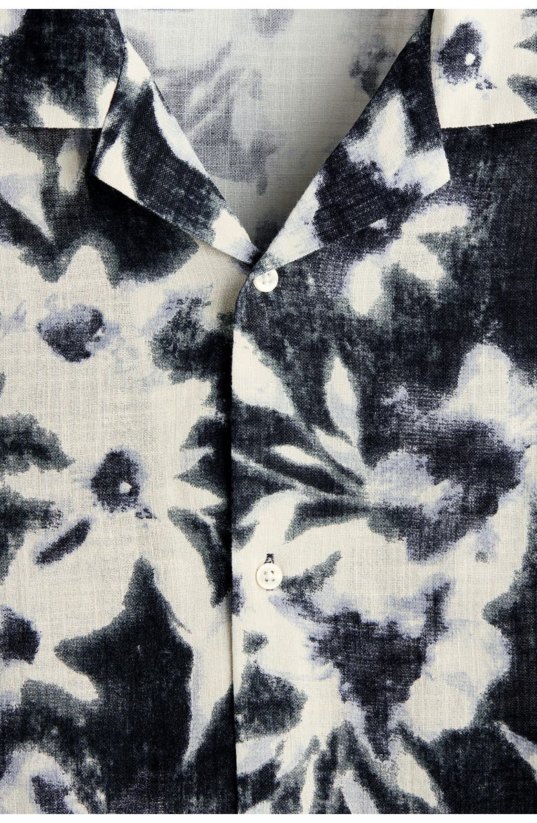 H&M Relaxed Fit Resort Shirt, Alternate, color, Black/Floral
