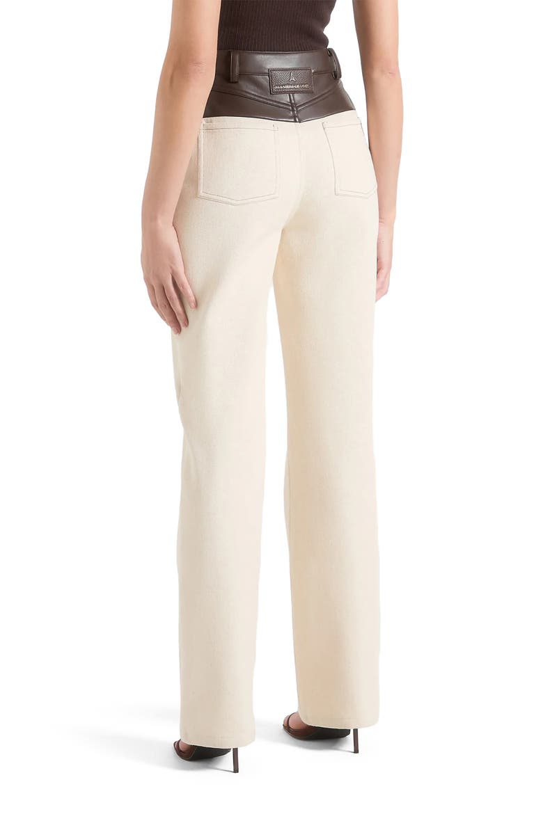 Renee Leather & Denim Straight Leg Jeans, Alternate, color, Cream/Brown