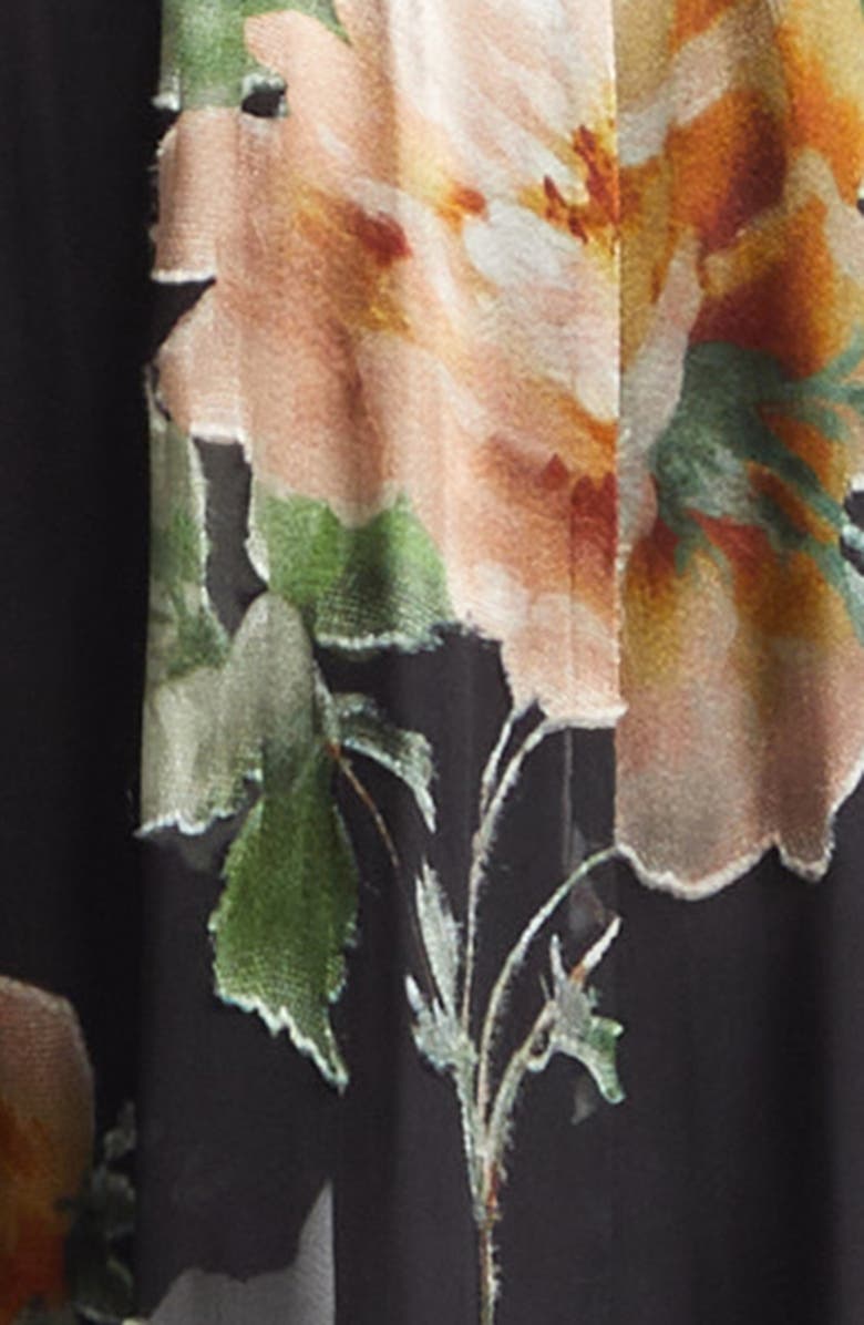 Zimmermann Luna Floral Long Sleeve Silk Burnout Maxi Dress, Alternate, color, Black Rose