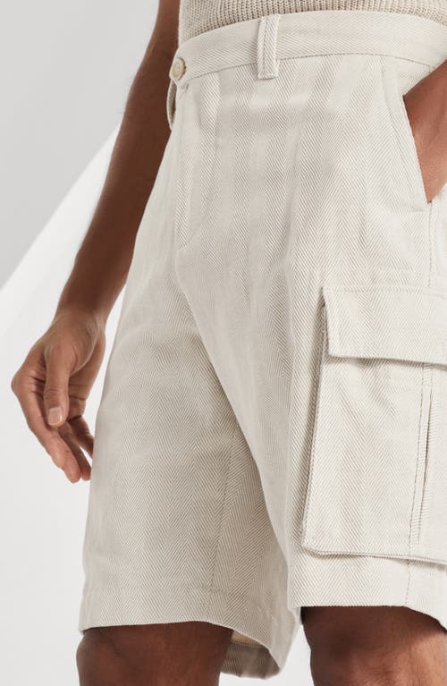 Brunello Cucinelli Cargo Bermuda In Cool Beige