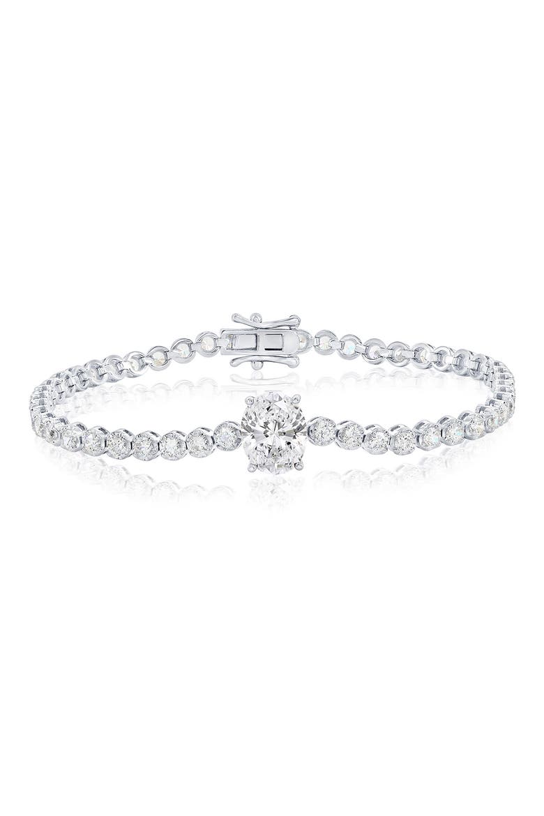 Oval & Round Cubic Zirconia Tennis Bracelet, Main, color, SILVER