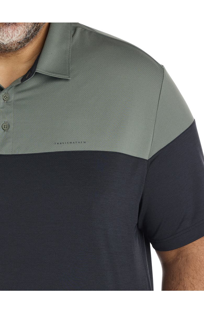 TravisMathew Fit By DXL Big & Tall Heater Pro Colorblock PoloShirt, Alternate, color, Dark Olive
