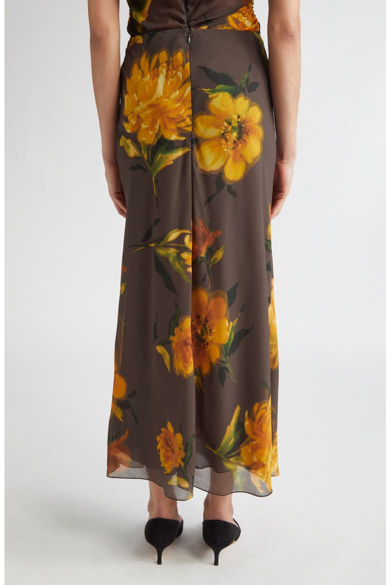 Floral Chiffon Bias Cut Skirt, Alternate, color, CHOCOLATE MULTI