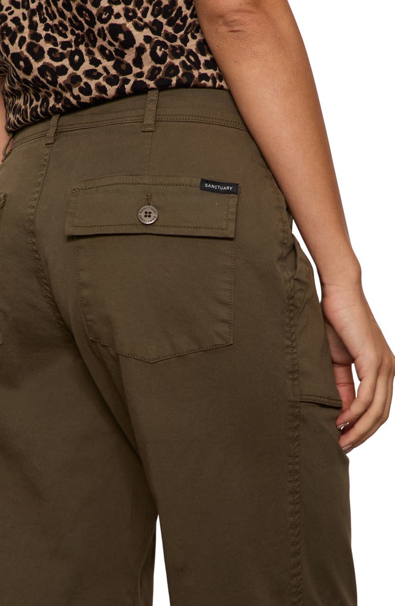 Sanctuary Ranger Relaxed Straight Leg Stretch Cotton Crop Pants, Alternate, color, Burnt Olive Green