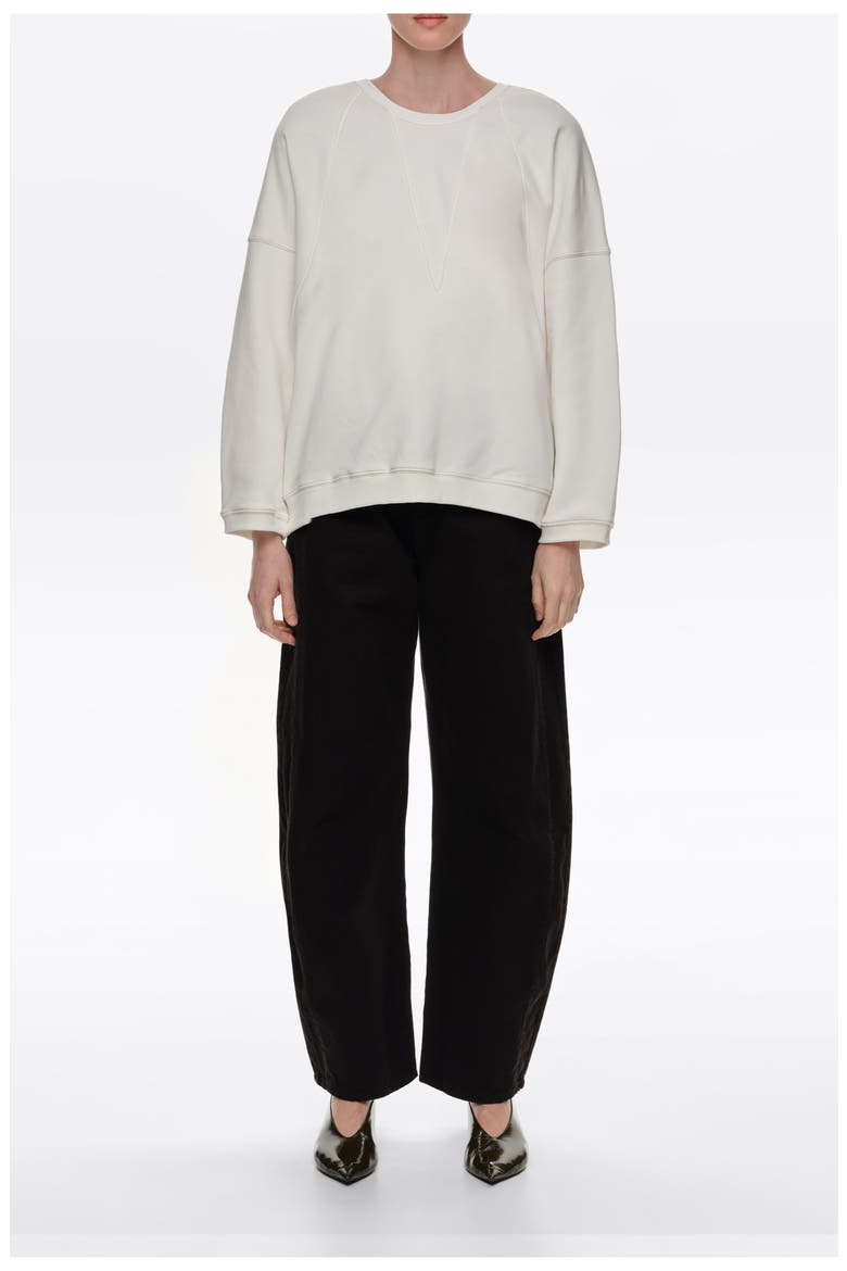 Straight Fit Sweatshirt With Topstitching, Main, color, IVORY