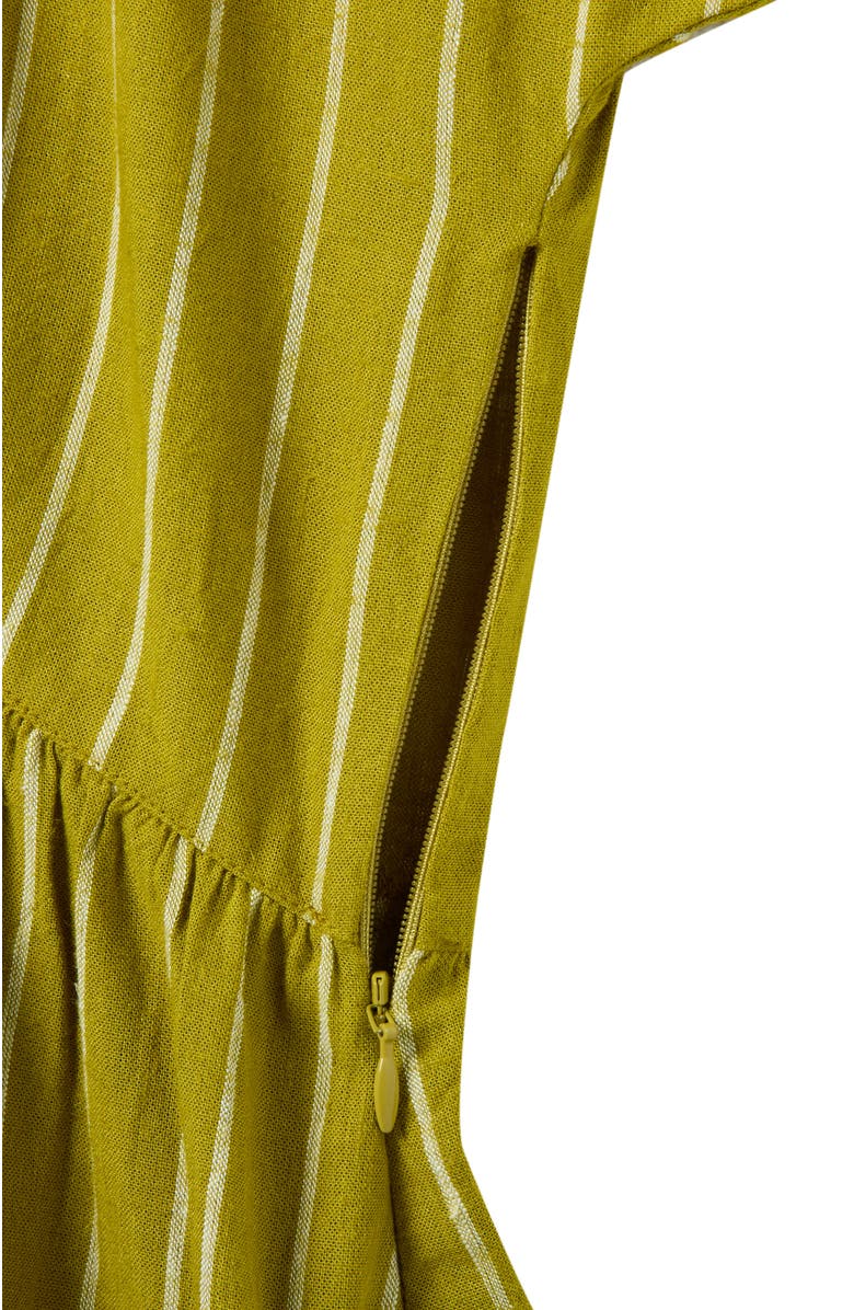 Celtic & Co. V-Neck Gathered-Waist Striped Midi Dress, Alternate, color, Willow Stripe