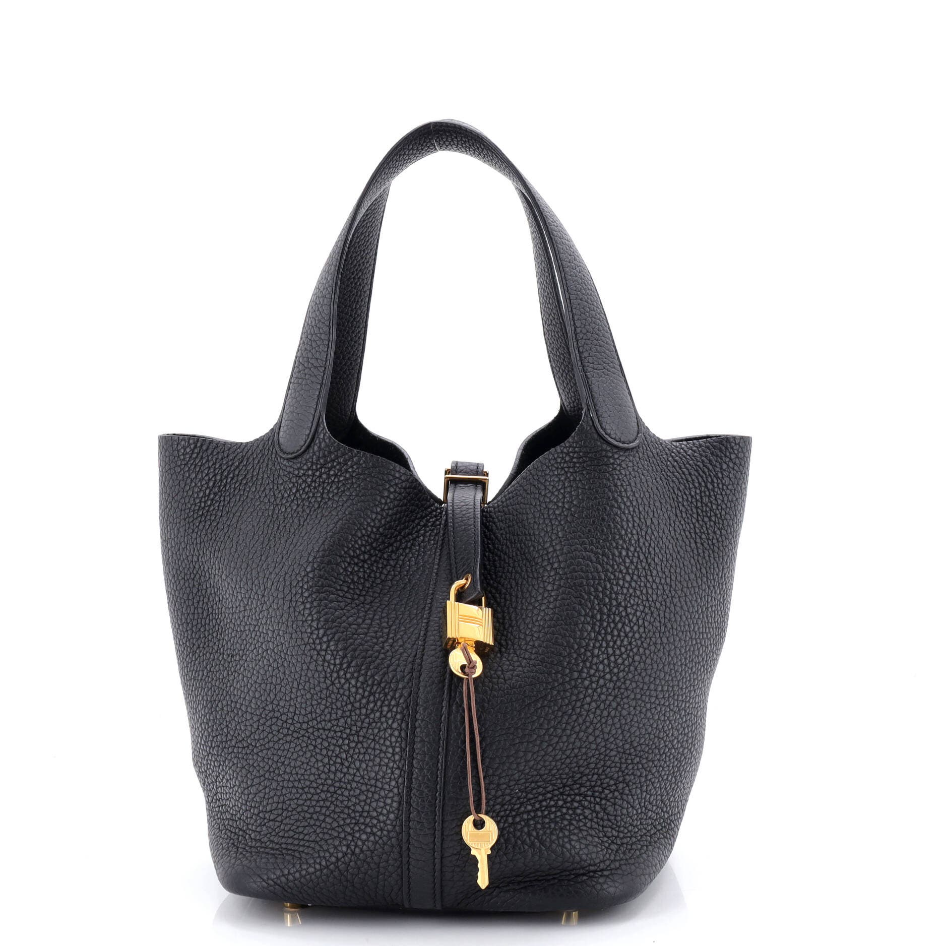 Pre-Owned Hermes Picotin Lock Bag Clemence MM, Main, color, Noir