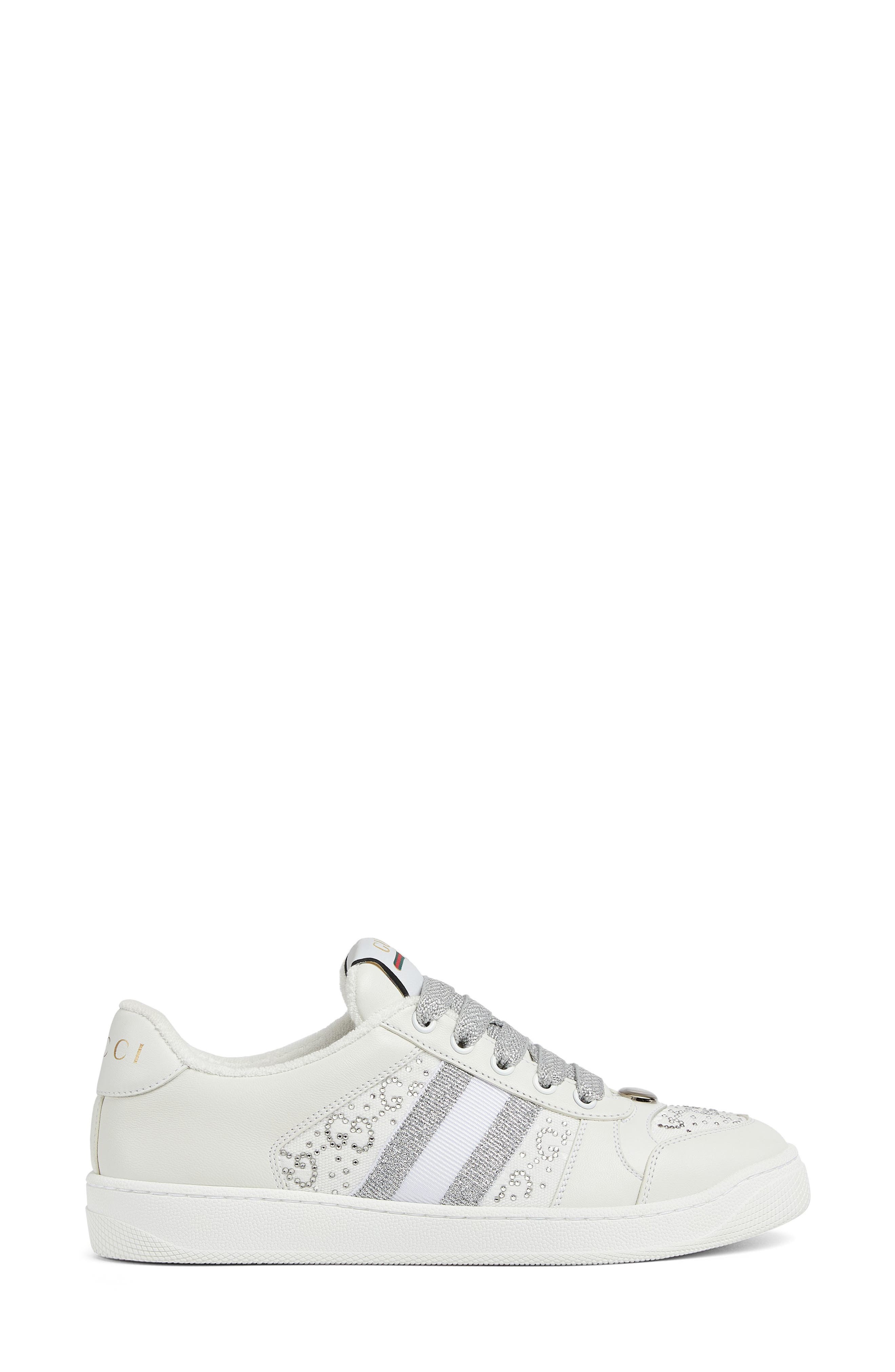 Gucci Screener Sneaker, Alternate, color, White/ Silver