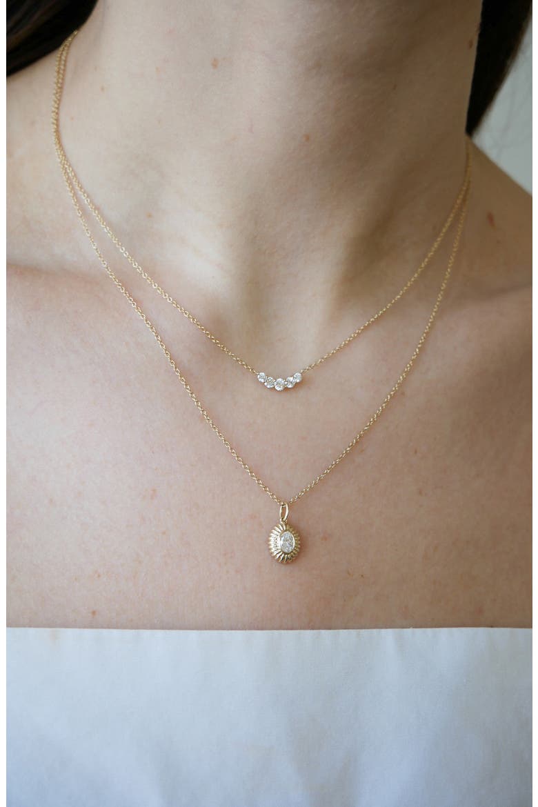 Graduated Diamond Arc Pendant Necklace, Alternate, color, GOLD