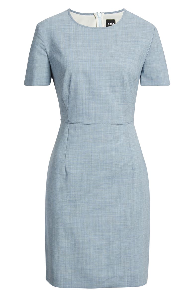 BOSS Dunera Virgin Wool Sheath Dress, Main, color, Pale Lagoon