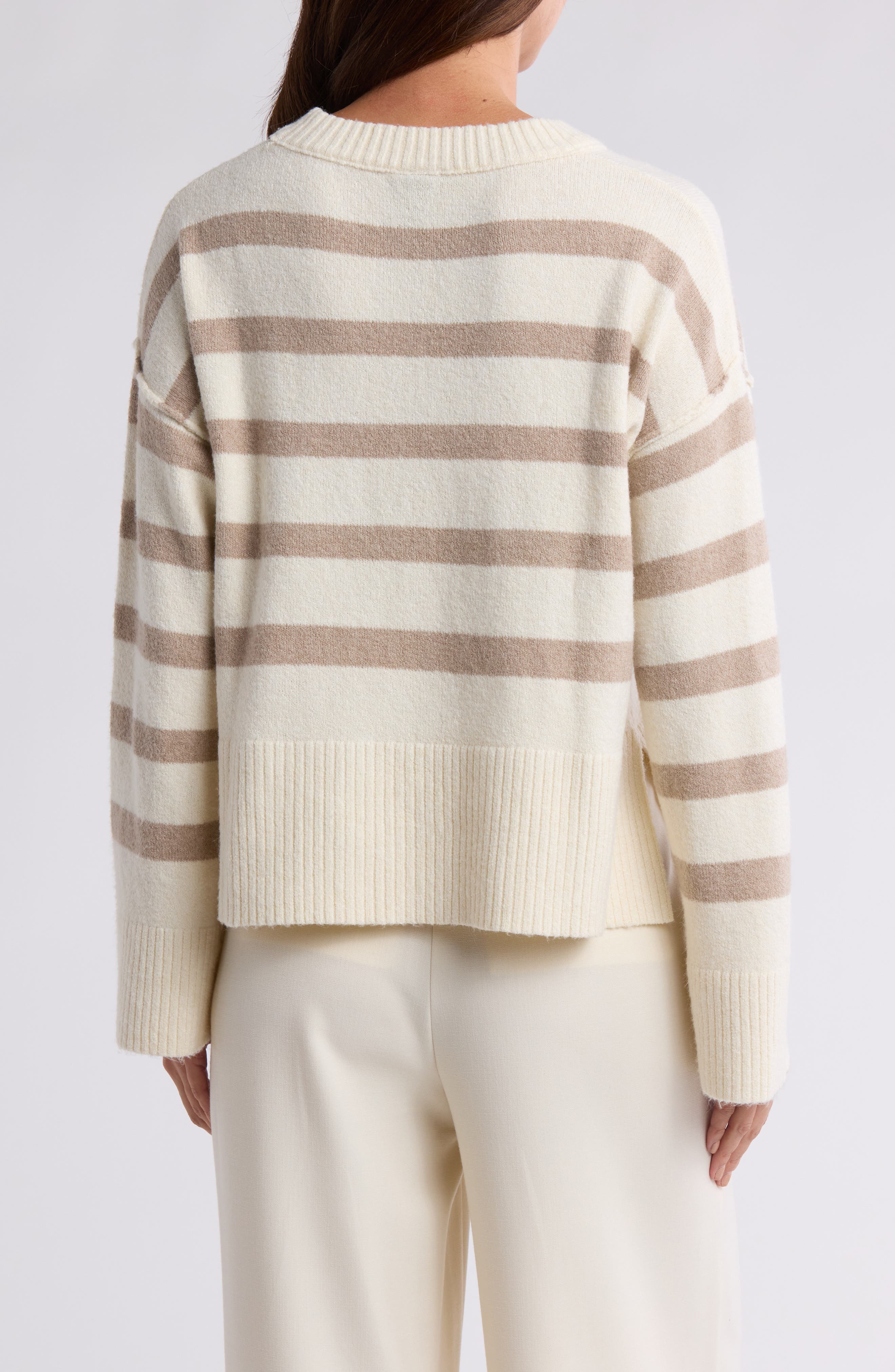 Stripe Wide Sleeve Crop Sweater - image 4