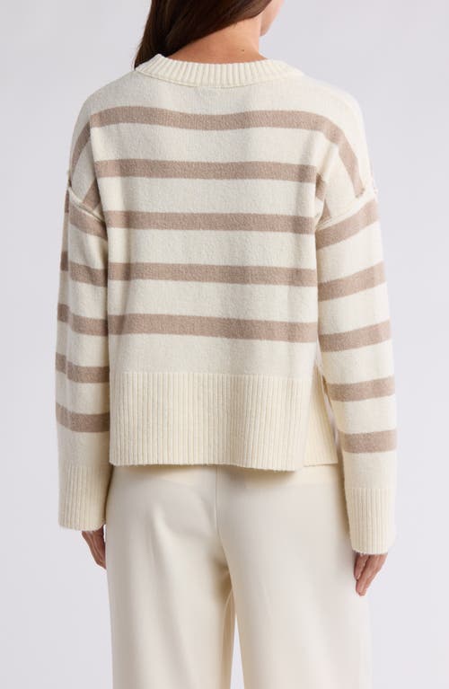 Bobeau Stripe Wide Sleeve Crop Sweater In Multi