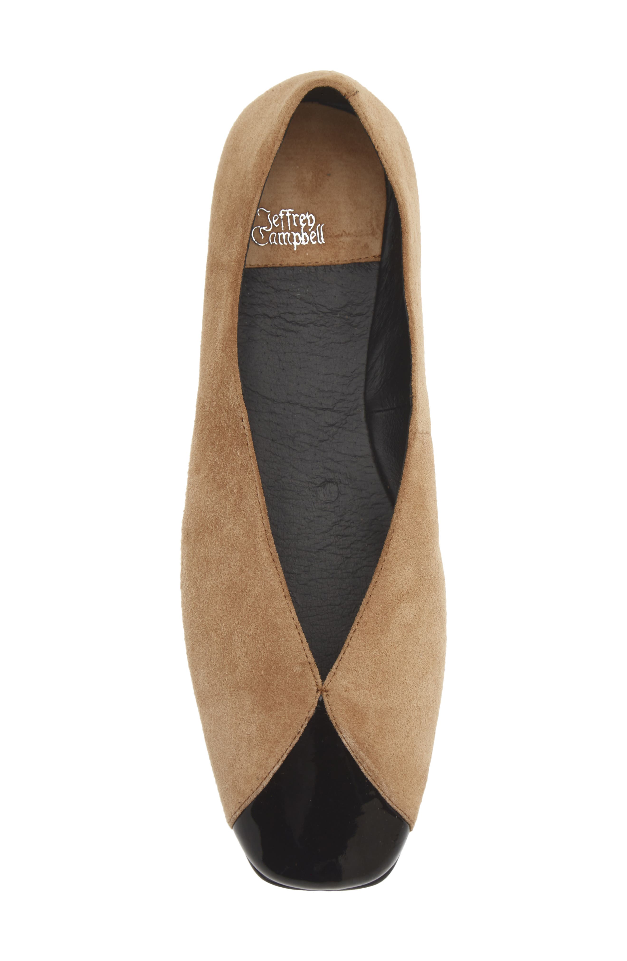 Grasp Cap Toe Flat, Alternate, color, BEIGE SUEDE BLACK COMBO