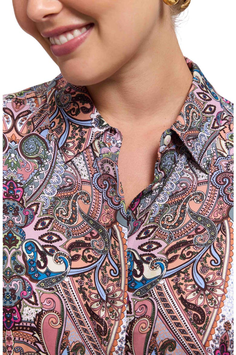 Olivia Paisley Smocked Cuff Button-Up Shirt, Alternate, color, BEIGE