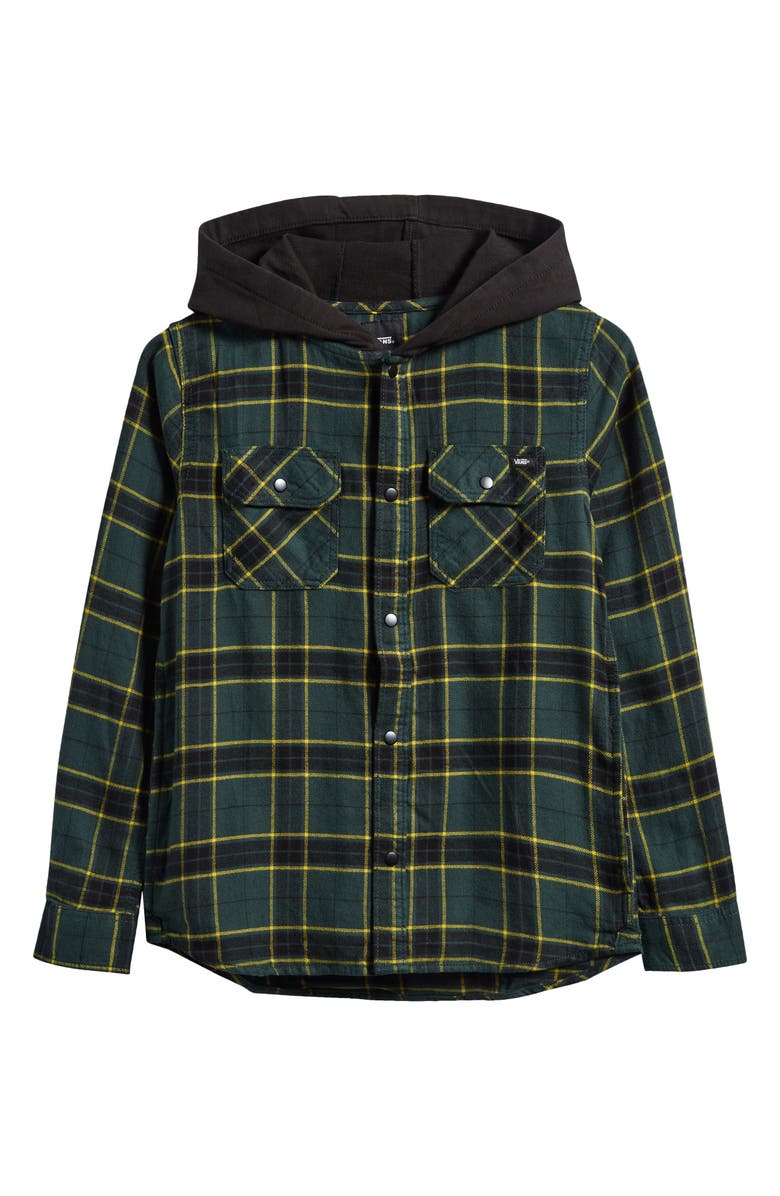 Vans Kids' Parkway II Plaid Cotton Hooded Snap-Up Shirt Jacket, Main, color, 